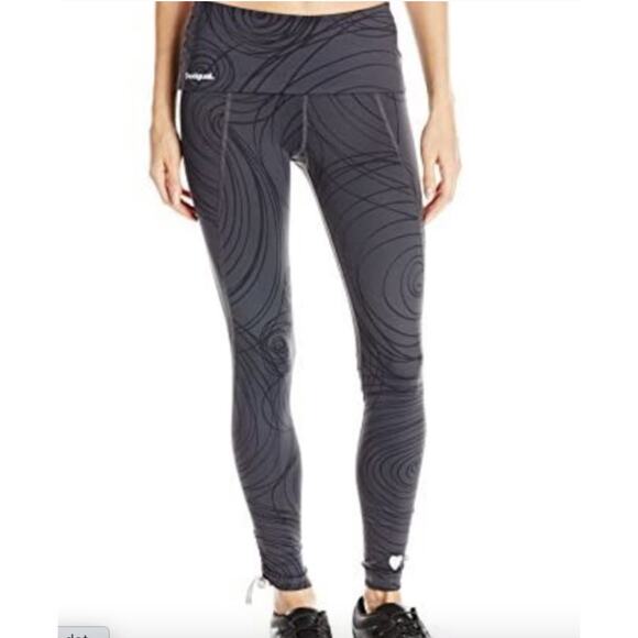Desigual Celana Ketat Active Legging Fold Over Swirl Gray Womens Medium Designer - Picture 1 of 11